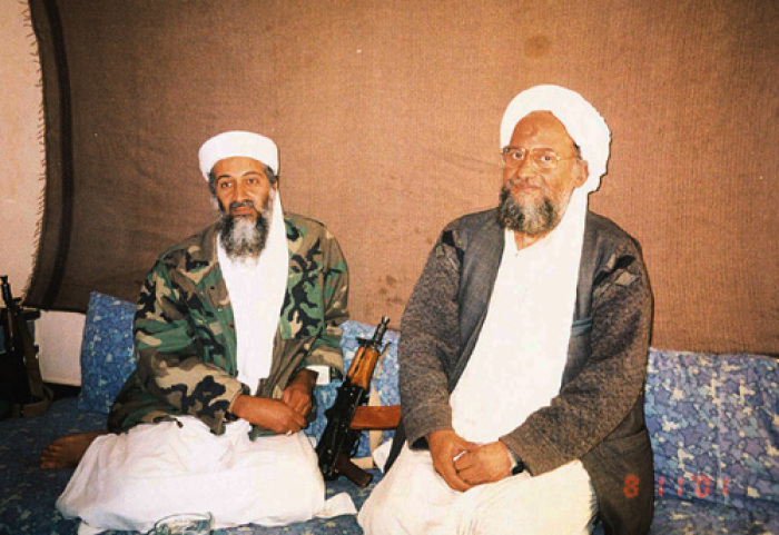 Osama bin Laden (L) sits with fellow Al-Qaueda leader Ayman al-Zawahiri in 2001.