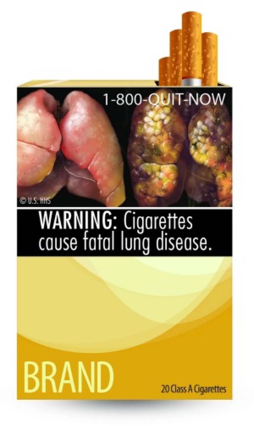 New FDA Smoking warning reading "Cigarettes cause fatal lung disease"