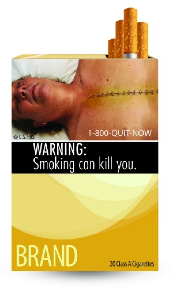 New FDA Smoking warning reading 'Smoking can kill you'