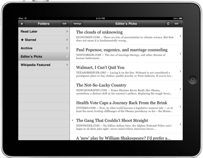 Screenshot of Instapaper App