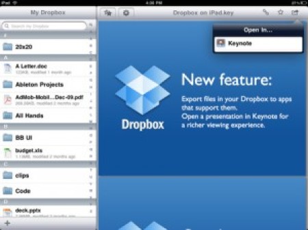 Screenshot of the DropBox App