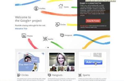 Screenshot of Google Inc's new social networking service, Google+.
