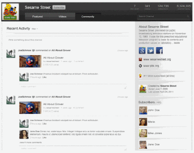 Snapshot of Cosmic Panda's community tab, Youtube's newest interface unveiled.