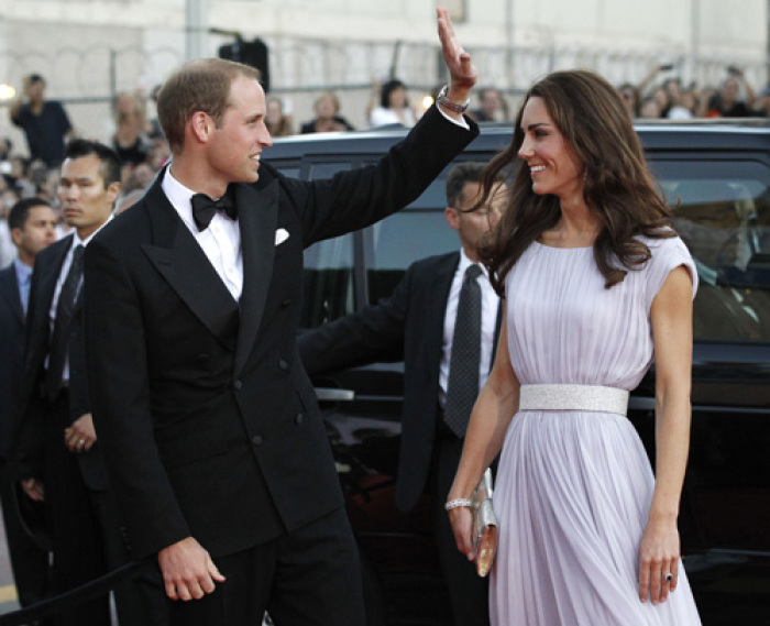 Britain's Prince William and his wife Catherine, Duchess of Cambridge, arrive at the BAFTA Brits to Watch event in Los Angeles, California July 9, 2011. Prince William and Catherine are on a royal visit to California from July 8 to July 10.
