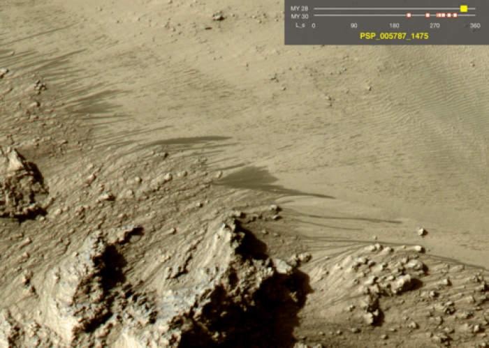 Warm-Season Flows on Slope in Horowitz Crater (Eight-Image Sequence)