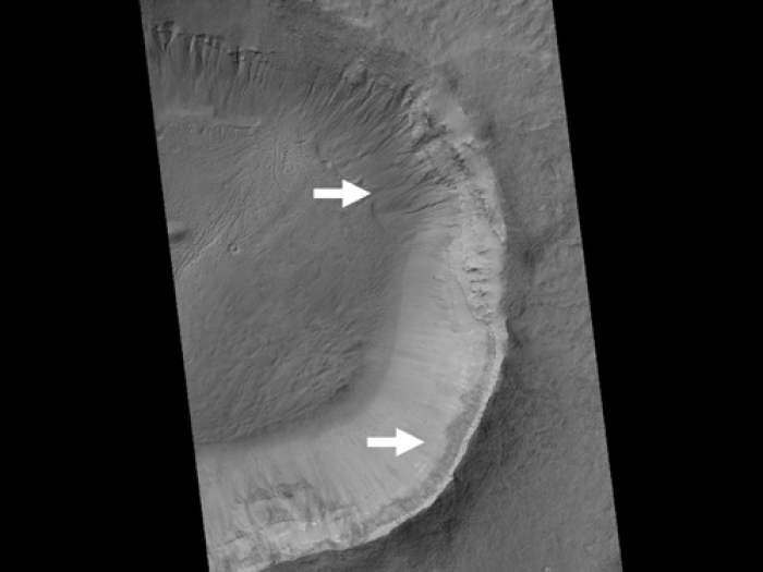 Gullies and Newly Identified Flow Features in Same Mars Crater