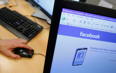 A Facebook page is displayed on a computer screen April 21, 2010.
