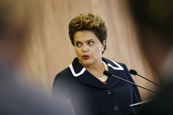 Brazil's President Dilma Rousseff talks during a news conference after a meeting with Sweden's Prime Minister Fredrik Reinfeldt at Planalto Palace in Brasilia May 17, 2011.