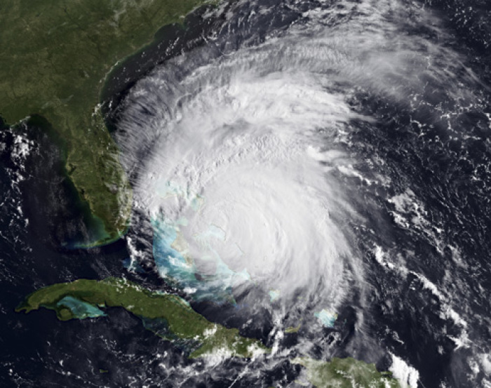 Handout image courtesy of NOAA shows a visible view of Hurricane Irene captured by the GOES-East satellite on August 25, 2011. The National Hurricane Center is still predicting Irene to reach category 4 status within the next day. Hurricane and tropical storm watches are in effect for much of the Carolina coastline.
