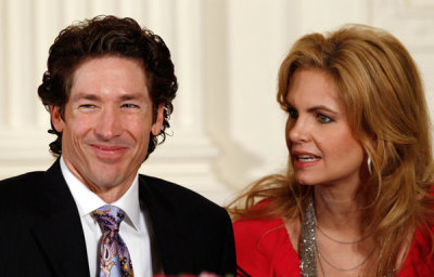 Joel Osteen, best-selling author and pastor of Lakewood Church in Texas, and his wife Victoria are seen in this file photo, April 6, 2010.