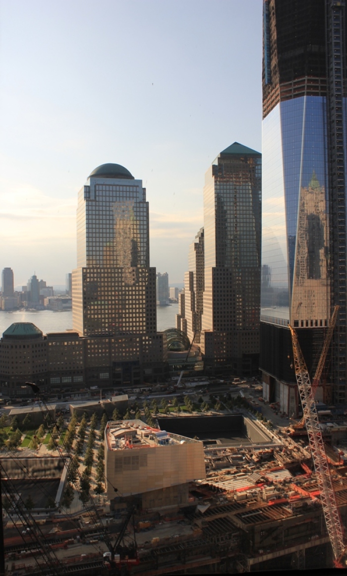 Construction continues at ground zero in New York City, New York, on September 2, 2011. The 10th anniversary of the Sept. 11 terrorist attacks is only about a week away.