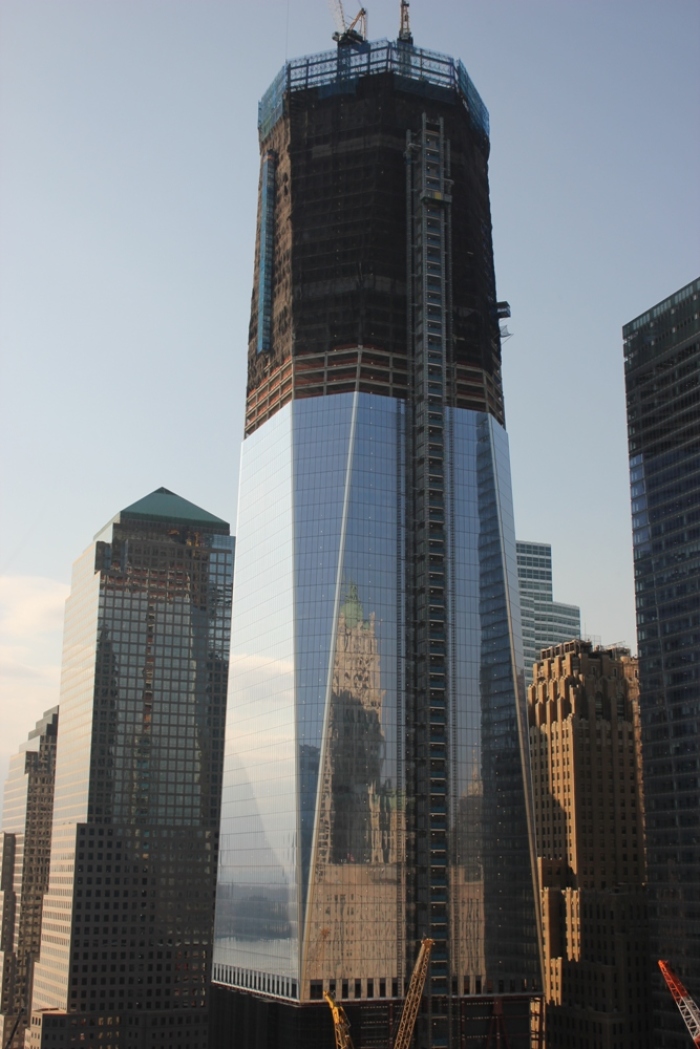 Construction of Freedom Tower continues at ground zero at the construction site in New York City, New York, on September 2, 2011. The 10th anniversary of the 9/11 terrorist attacks is only a week away.