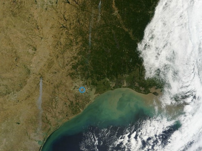 The stream of smoke flows from Bastrop County in central Texas south to the Gulf Coast. NASA released these satellite images of the wildfires that have been scorching Texas ground. Pictures taken on September 5th.