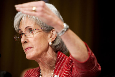 Kathleen Sebelius, Secretary of Health and Human Services, gestures as she testifies to the Senate Finance Committee in Washington March 16, 2011.