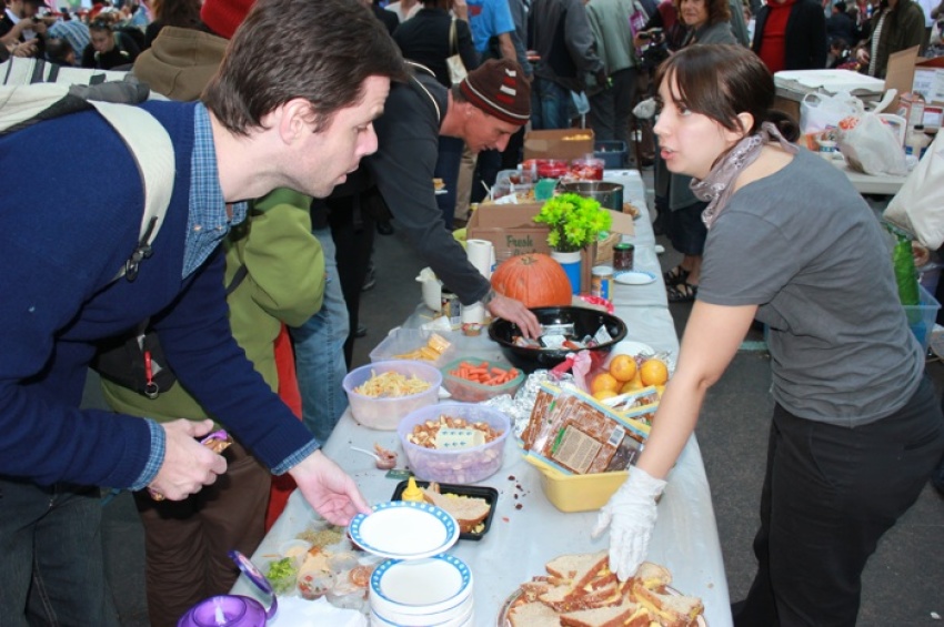 "Occupy Wall Street" protesters at Zuccotti Park in Lower Manhattan.