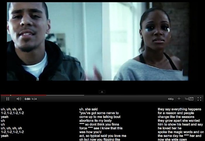 A still from J. Cole's 'Lost Ones' music video as featured on his official website is shown.
