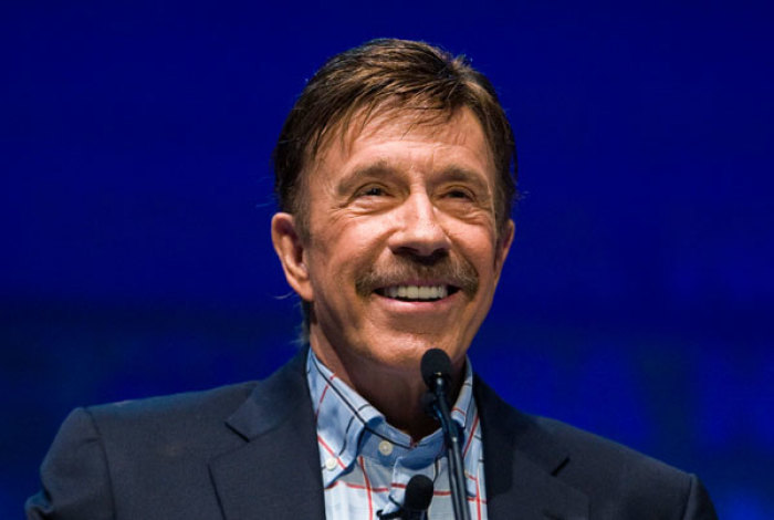 Actor Chuck Norris speaks during the National Rifle Association's 139th annual meeting in Charlotte, North Carolina May 14, 2010.