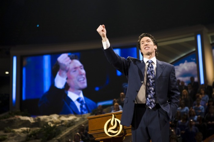 Joel Osteen preaches at Lakewood Church in Houston, considered the largest church in America, in this undated photo.