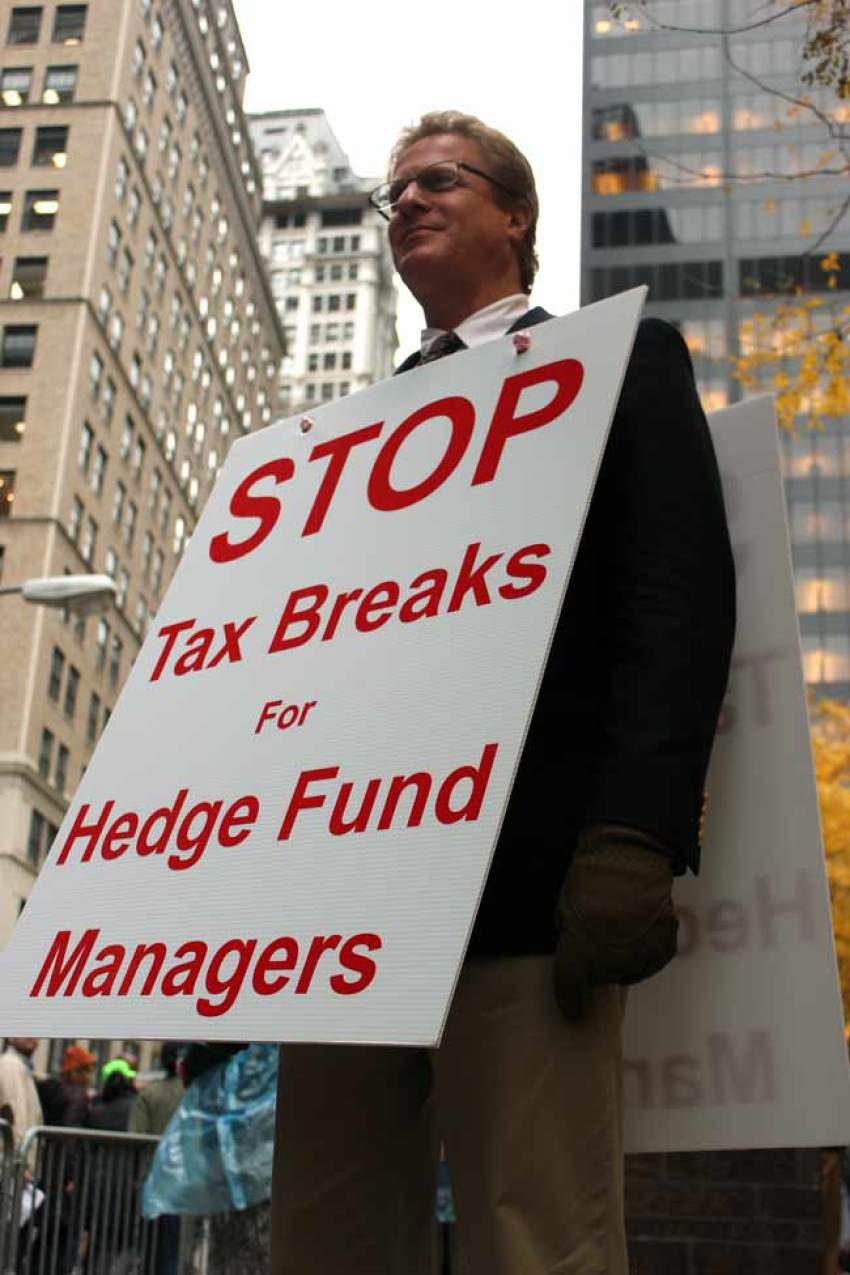 A hedge fund manager joined the "Occupy Wall Street" protesters at Zuccotti Park in New York City on Nov. 17, 2011.