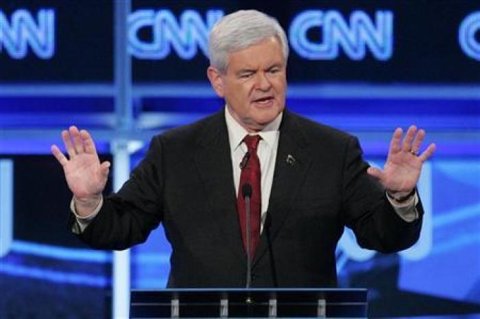 Republican presidential candidate former U.S. House Speaker Newt Gingrich answers a question during the CNN GOP National Security debate in Washington, D.C., on Nov. 22, 2011.