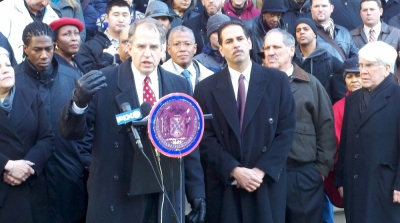 Alliance Defense Fund Senior Counsel Jordan Lorence(L) stands with New York City Councilman Fernando Cabrera (R) to announce Assembly Bill A 8800. If passed, the bill will prevent school districts from excluding religious groups from meeting on school property.