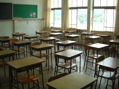 An empty classroom is seen in this undated file photo.