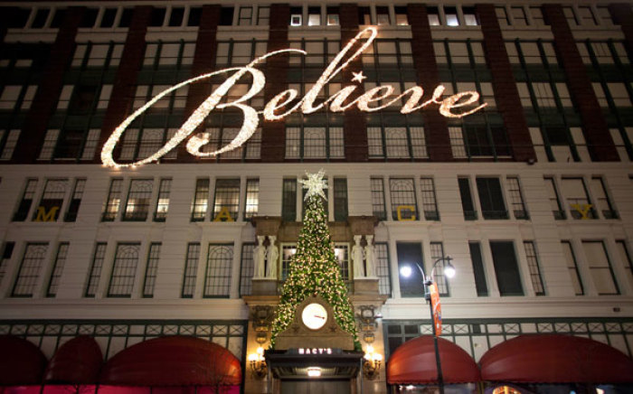 Credit : Christmas decorations light up the outside of Macy's department store in Herald Square, New York December 2, 2011.
