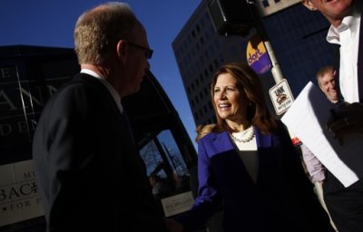 U.S. Republican presidential candidate and Representative Michele Bachmann (R-MN) arrives for a campaign event at Principal Financial Group in Des Moines, Iowa December 29, 2011.