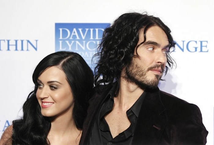 Singer Katy Perry arrives with now ex-husband actor Russell Brand for the annual David Lynch Foundation benefit celebration in New York on Dec. 13, 2010.