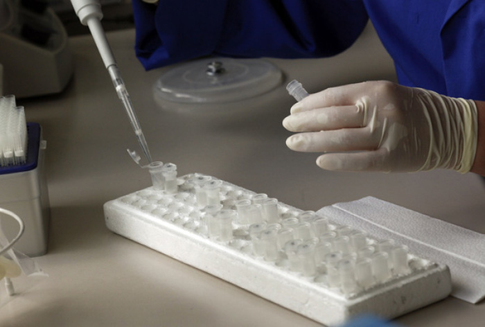 A woman works with human genetic material at a laboratory May 23, 2011.