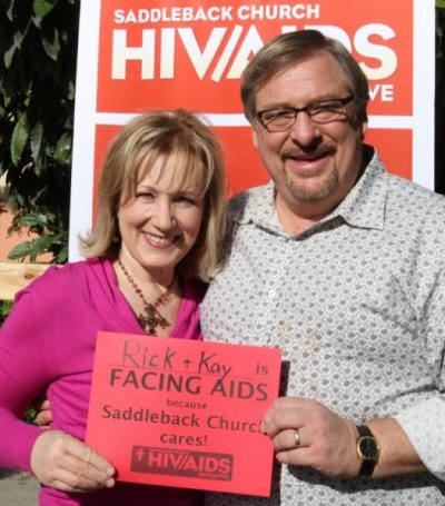 Saddleback Church's Pastor Rick Warren and his wife, Kay, have been leaders of an HIV/AIDS initiative for the last eight years, working with thousands of churches around the world who have ministries to those infected and affected by AIDS, November 2009.