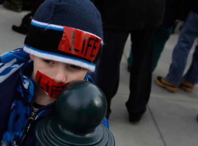 A pro-life supporter takes part in a demonstration marking the anniversary of the Supreme Court's 1973 Roe v. Wade abortion decision in Washington, January 24, 2011.