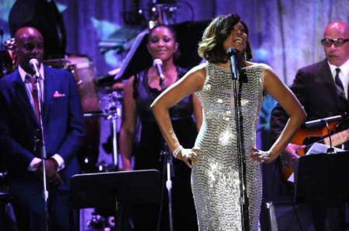 Whitney Houston performs at the Pre-Grammy Gala & Salute to Industry Icons with Clive Davis honoring David Geffen held in Beverly Hills, California, February 12, 2011.