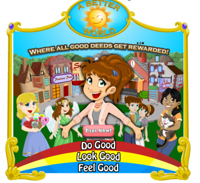 A promotional image for Facebook game 'A Better World' created by app and online gaming developer ToonUps, which was used to raise funds for children in need of surgery with cooperation with CURE.org.