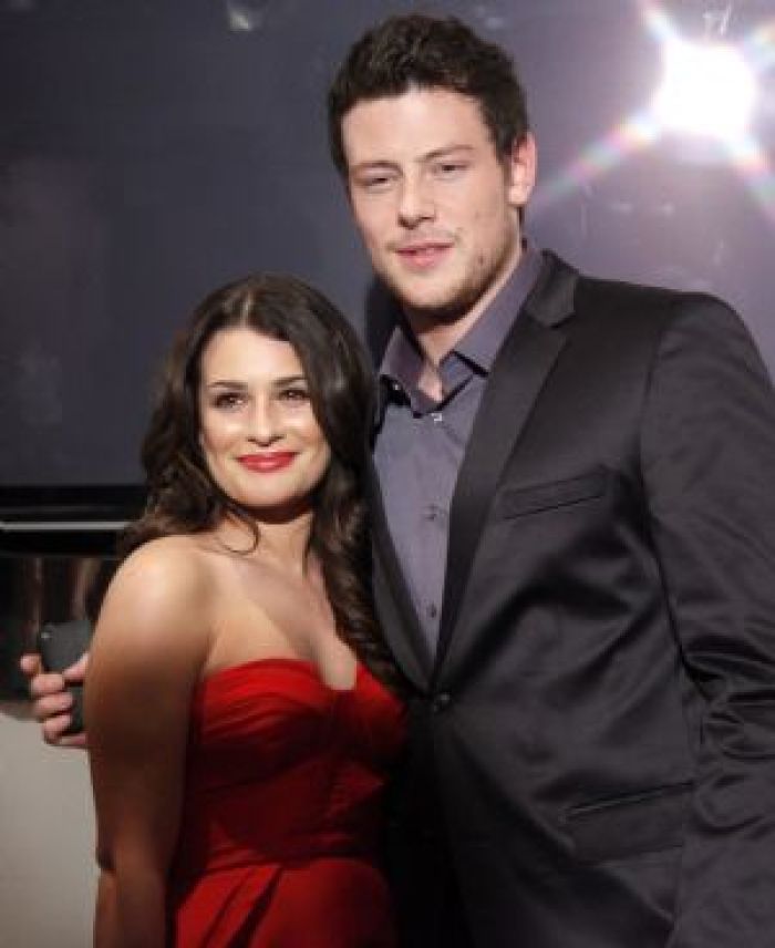 Actress Lea Michele and actor Cory Monteith of the television show 'Glee' pose in the photo room at the 2010 People's Choice Awards in Los Angeles January 6, 2010.