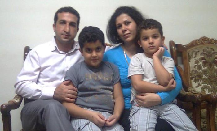 Christian pastor Youcef Nadarkhani with his wife, Fatema Pasindedih, and his two sons, Daniel, age 9, and Yoel, age 7.