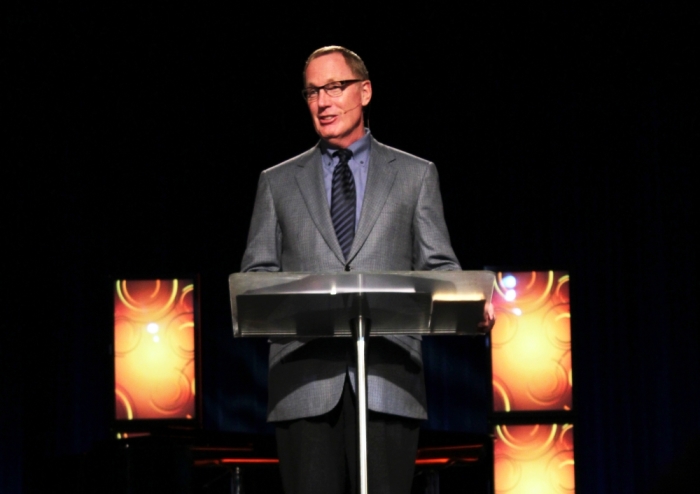 Max Lucado, pastor and internationally bestselling author, is seen preaching at the National Religious Broadcasters (NRB) convention in Nashville, Tenn. on Feb. 20, 2012.