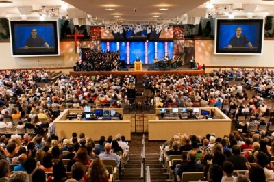 The main worship center at Saddleback Church in Lake Forest, Calif., seats more than 3,000 people, Sept. 10, 2011.