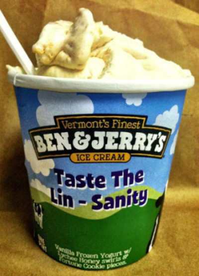 The vanilla frozen yogurt, lychee honey swirls and previously fortune cookie creation has been released by Ben & Jerry's due to the popularity of New York Knicks point guard Jeremy Lin.