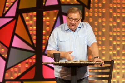 Saddleback Church Pastor Rick Warren delivers an Easter message that includes looking at the story of Jesus' resurrection in three dimensions, April 5, 2012.