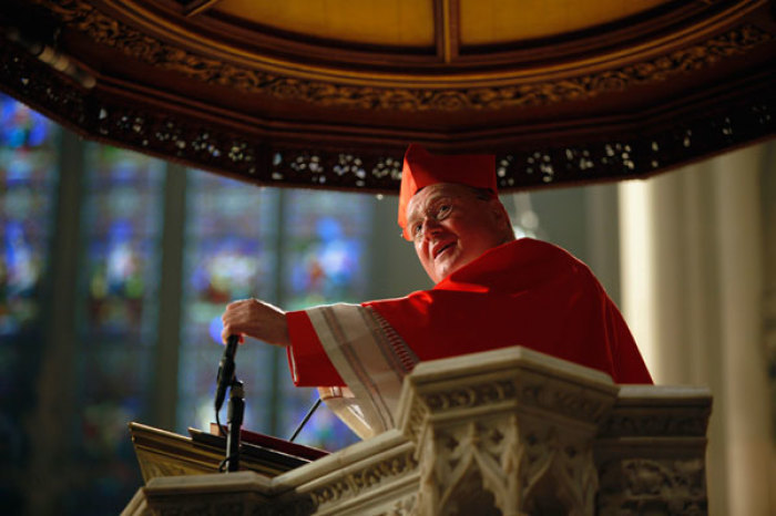 Cardinal Timothy Dolan holds a prayer service in St. Patrick's Cathedral in New York February 25, 2012.