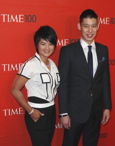 NBA player Jeremy Lin arrives with golfer Yani Tseng of Taiwan to be honored at the Time 100 Gala in New York, April 24, 2012. The Time 100 is an annual list of the 100 most influential people in the last year complied by Time magazine.