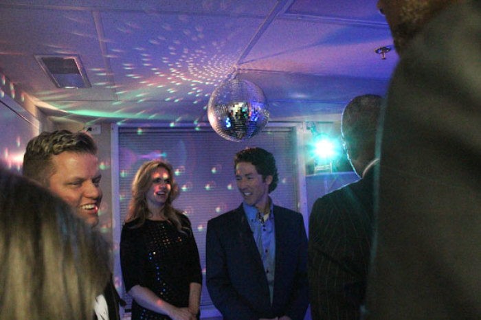 Victoria and Joel Osteen are in the Sensory Room at the 'New Day' Women's Transitional Home for homeless women with children in Southeast Washington, D.C. on Thursday, April 26, 2012. The Sensory room is part of the Champions Club, created by Lakewood Church, as a center designed for special needs children that has toys and equipments meant to stimulate the children's senses.