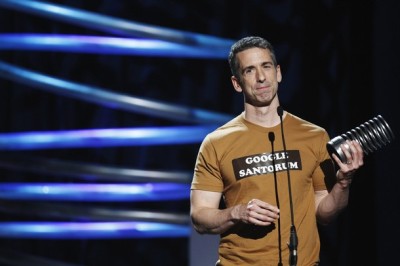 Columnist Dan Savage accepts a special recognition award for the 'It Gets Better Project' during the 15th annual Webby Awards in New York June 13, 2011.