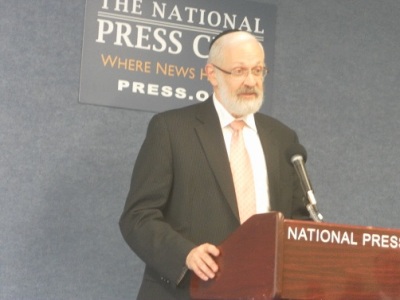 Rabbi Yitzchok Adlerstein, the Simon Wiesenthal Center's Director of Interfaith Relations, speaking on religious intolerance abroad at a press conference in Washington, DC on May 3, 2012.
