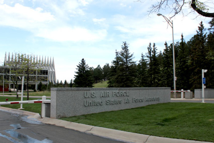 Entrance of the U.S. Air Force Academy in Colorado Springs, Colo.