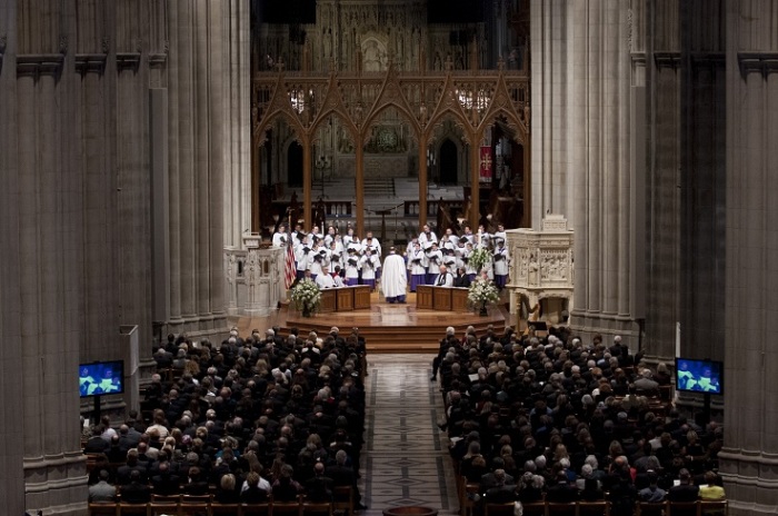 Thousands attend a memorial service for Chuck Colson at the Washington National Cathedral, May 16, 2012.