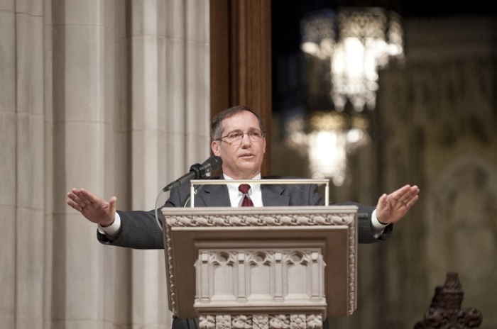 Danny Croce, a prisoner turned prison chaplain, speaks at a memorial service for Chuck Colson in Washington, D.C., May 16, 2012.