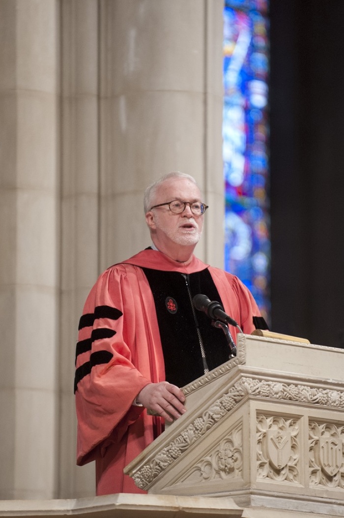 The Rev. Dr. Timothy George, chairman of the board of directors for the Colson Center for Christian Worldview, delivers the homily at a memorial service for Chuck Colson in Washington, D.C., May 16, 2012.