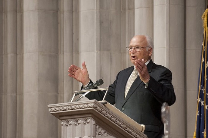 The Honorable Albert H. Quie, former governor of Minnesota and former acting CEO of Prison Fellowship, speaks at a memorial service for Chuck Colson in Washington, D.C., May 16, 2012.